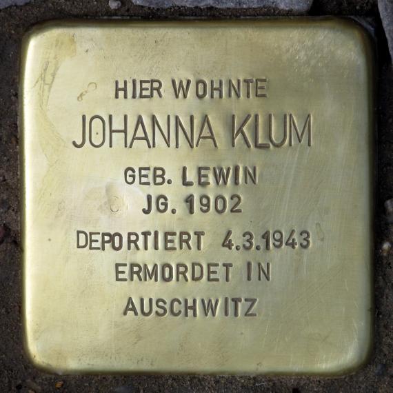 Stolperstein.Schöneberg.Heilbronner Straße 5.Johanna Klum.0500