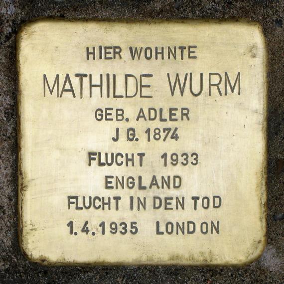 Stolperstein.Tiergarten.Genthiner Straße 41.Mathilde Wurm.0285
