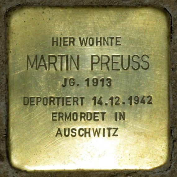 Stolperstein.Tiergarten.Lützowstraße 15.Martin Preuss.6048