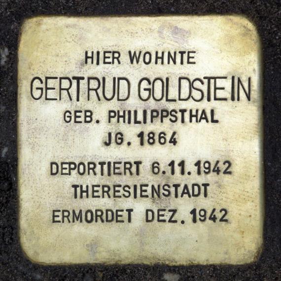 Stolperstein.Wilhelmstadt.Ruhlebener Straße 155.Gertrud Goldstein.1344