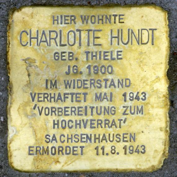 Stolperstein.Wittenau.Am Hügel 15.Charlotte Hundt.7429