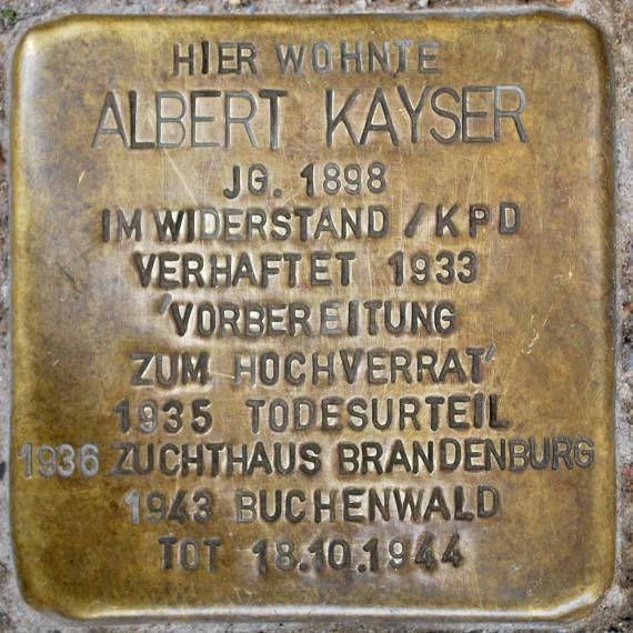 Stumbling Stone Albert Kayser Groninger Straße 22 0029
