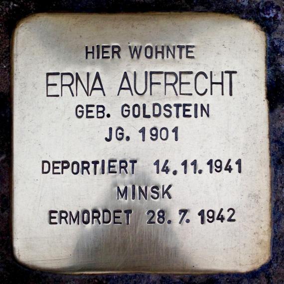 Stumbling Stone Erna Aufrecht Eichenstraße 16 1483