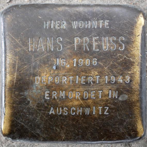 Stolperstein Hans Preuss Eulerstraße 21 0069