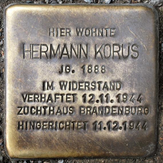 Stolperstein Hermann Korus Heinz-Galinski-Straße 8 0092