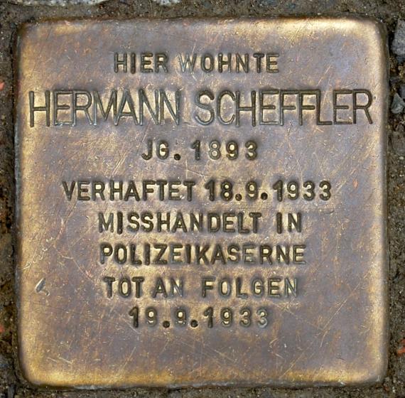 Stolperstein Hermann Scheffler Demminer Straße 13 0032