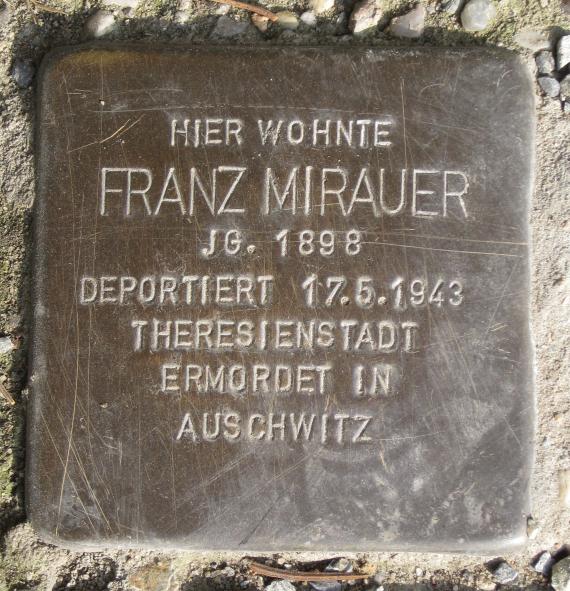 Stolperstein Janitzkystr 37 Franz Mirauer