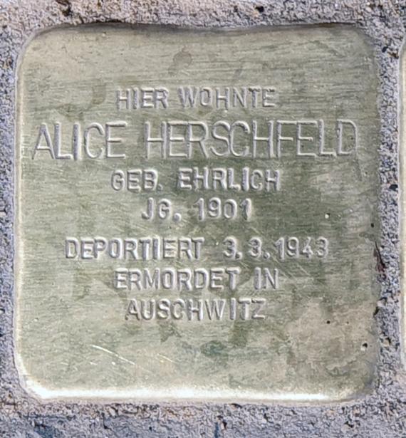Stolperstein Michaelkirchstr ggü 23 (Mitte) Alice Herschfeld