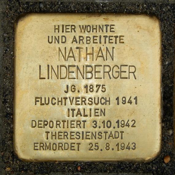 Stolperstein Nathan Lindenberger Otto Braun Str 70 Berlin