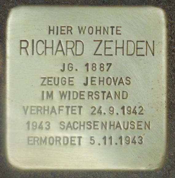 Stolperstein Richard Zehden in Berlin-Wilhelmstadt