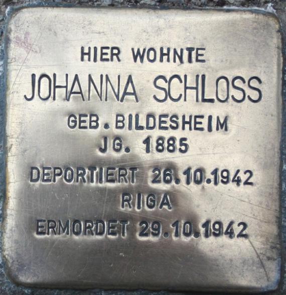 Stolperstein Sakrower Kirchweg 70a Kladow Johanna Schloss 2012