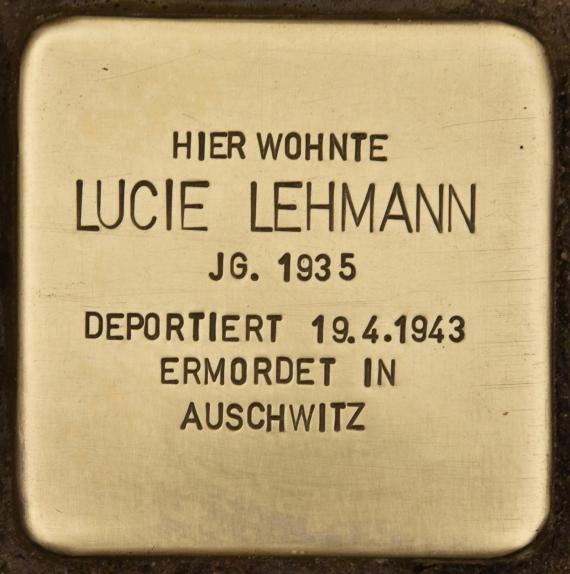 Stumbling stone for Lucie Lehmann (Berlin)