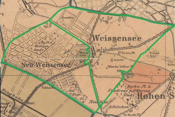 Plan of the municipalities of Weißensee and Neu-Weißensee from 1880 to 1905